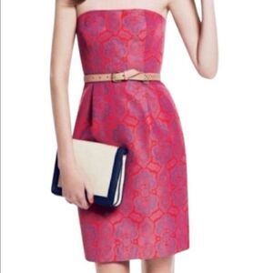 J.Crew Ella Medallion‎ Purple Strapless Sheath Dress Sz 8